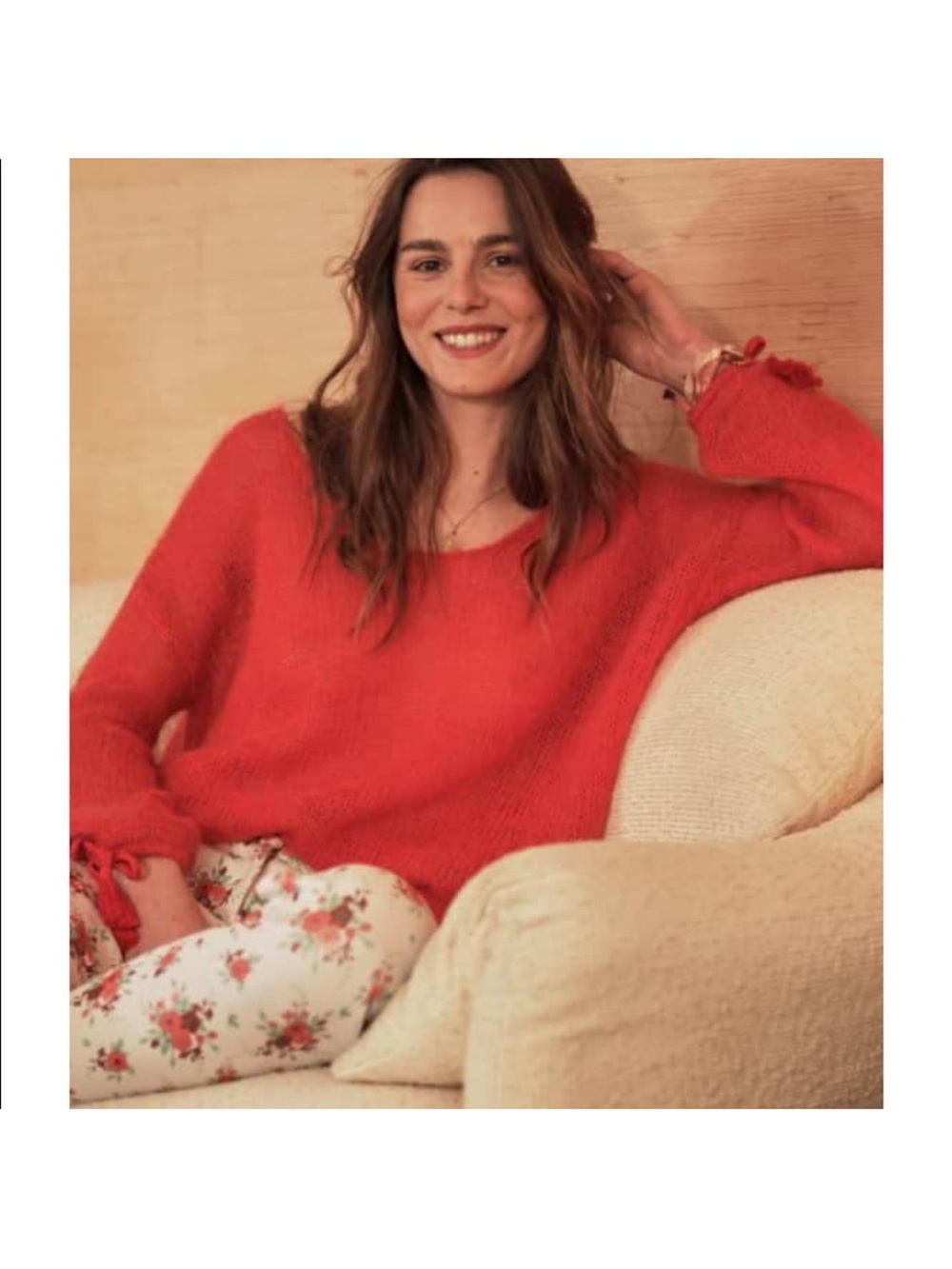 Sezane Dickie Sweater in Blood Orange with Tassels size Medium